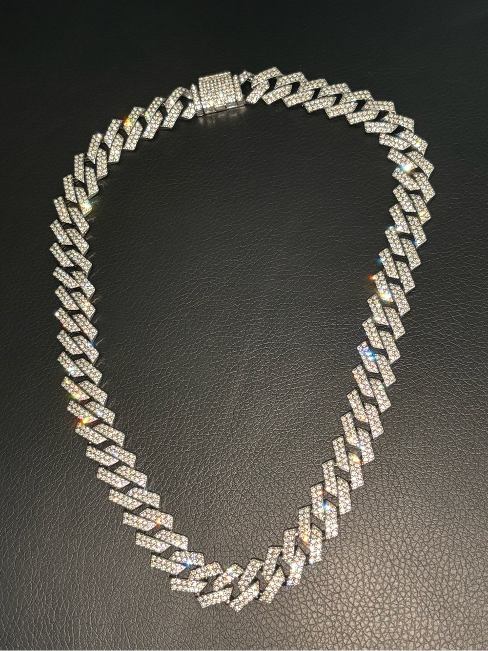 Moissanite VVS 1 Cuban Link Necklace - 18k white gold filled